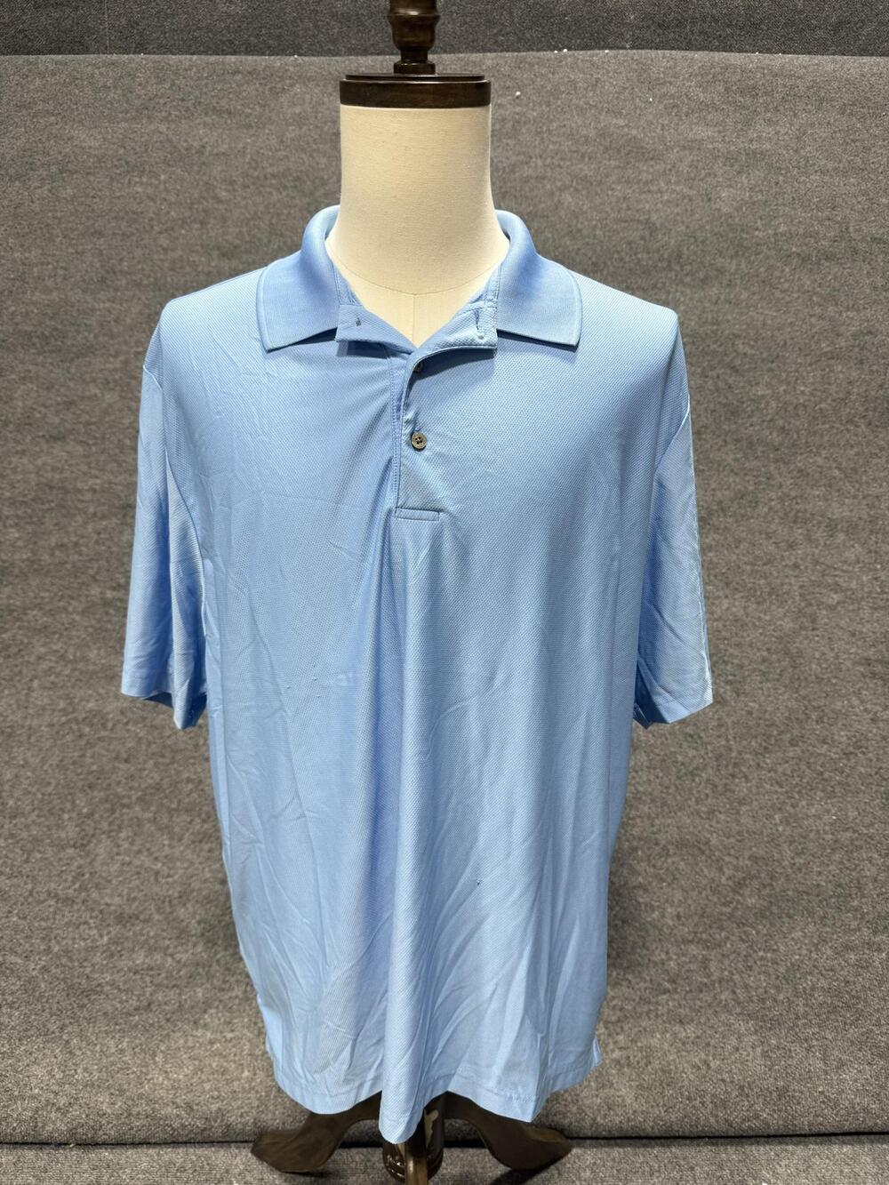 Roundtree & Yorke Performance Polo Shirt Mens XL Blue Solid Mesh Top Casual